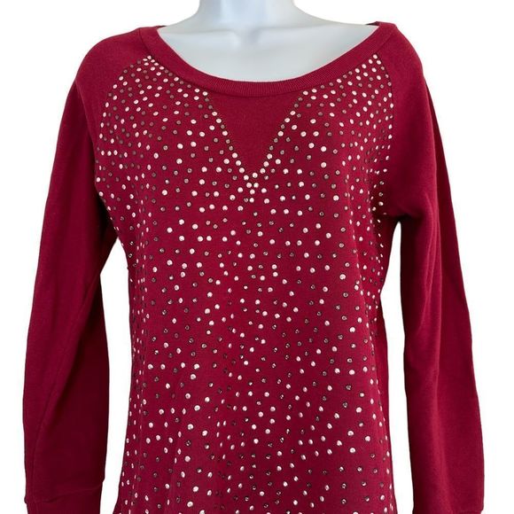 Rhinestone Cotton Blend Womens Pullover Sweatshirt Y2K Say What Juniors Size XL - Picture 1 of 8